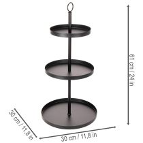 Artikel Tre-lags rundt serveringsfad i metal til borddekoration i flere niveauer, 61 cm