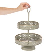 Artikel Dekorativ serveringsbakke i to lag med hank, stjernemotiv, 49 cm