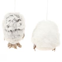 Artikel Ugledekorationer, uglefigurer til ophæng, hvid/grå, 6 cm, 2 stk.