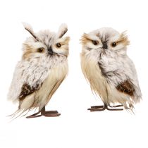 Artikel Uglefigurer dekoration par ugler i cremebrun 15cm 2 stk