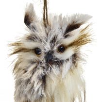 Ugle dekoration ugle figurer små, skov dyr dekoration 11cm hvid-brun 2 stk.