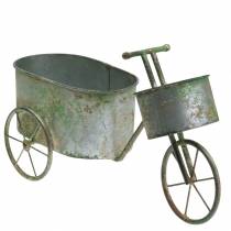 Urtepotte cykel zinkgrå, grøn 40 × 14 × 21cm