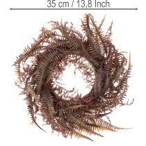 Artikel Kunstig krans med bregnegrene, efterårsdekoration, 35 cm