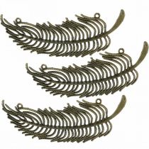 Artikel Dekorative fjer, smykkevedhæng, metalfjer, scatter dekoration bronzefarvet L8cm 10 stk.