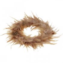 Artikel Fjerkrans pink, rødbrun Ø16cm Ægte fjer forårsdekoration