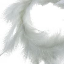 Fjerkrans hvid Ø15cm forårsdekoration med ægte fjer 4stk