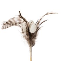 Artikel Dekorative pæle til fjergrene med naturlige fjer, påskedekoration til elegante arrangementer, 37 cm, 12 stk.