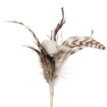 Artikel Dekorative pæle til fjergrene med naturlige fjer, påskedekoration til elegante arrangementer, 37 cm, 12 stk.