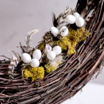 Artikel Dekorative pæle til fjergrene med naturlige fjer, påskedekoration til elegante arrangementer, 37 cm, 12 stk.