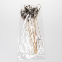 Artikel Dekorative pæle til fjergrene med naturlige fjer, påskedekoration til elegante arrangementer, 37 cm, 12 stk.