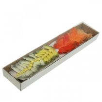 Artikel Fjer sommerfugl på tråd 5cm orange, gul 24 stk