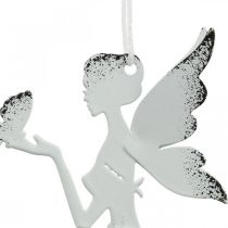 Hængende nisse deco metal hvid Ø7,5cm H12cm 4stk