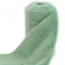 Dekorativ pelsbånd grønt faux fur mintpels bordløber 15 × 150cm