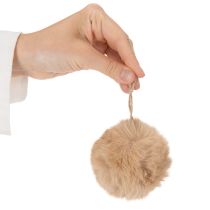 Artikel Dekorativ pompon til ophæng, blød pelsbold, 7 cm, 6 stk.