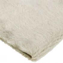 Bordløber imiteret pels beige, bordbånd dekorativ pels 15×200cm