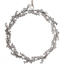 Artikel Vinduesdekoration dørkrans blomsterkrans metal hvid Ø16,5cm