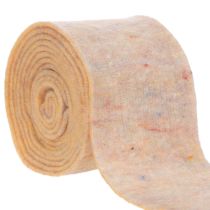 Artikel Filtbånd, tofarvet grydelappe af uldfilt, orange/flerfarvet, 15 cm x 5 m