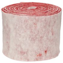 Artikel Filtbånd, 100% uld, tofarvet, som grydelapper, filtbånd hvid/rød, 15 cm x 5 m
