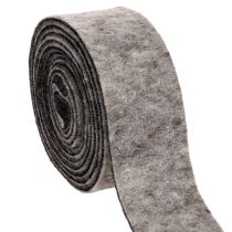 Artikel Filtbånd, pottebånd, 100% uld, grå/sort, 7,5 cm bred, 5 m lang