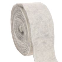 Artikel Tofarvet filtbånd, hvid/grå, lavet af 100% uld, 7,5 cm bredt, 5 m langt