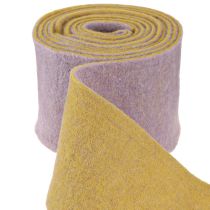Artikel Filtbånd, pottebånd, uldbånd tofarvet sennepsgul, violet 15cm 5m