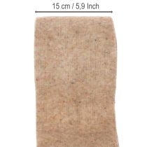 Artikel Uldfiltbånd, tofarvet, sælges i metermål til kreative projekter, brun/hvid, 15 cm x 5 m