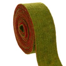 Artikel Filtbånd, tofarvet grydelappebånd, 100% uld, rød/grøn, 7,5 cm bredt, 5 m langt