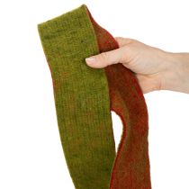 Artikel Filtbånd, tofarvet grydelappebånd, 100% uld, rød/grøn, 7,5 cm bredt, 5 m langt