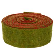 Artikel Filtbånd, tofarvet grydelappebånd, 100% uld, rød/grøn, 7,5 cm bredt, 5 m langt