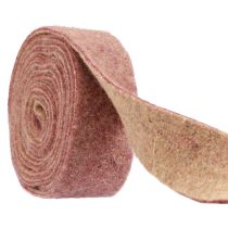 Filtbånd uldbånd dekorativt stof vinrød beige 7,5cm 5m