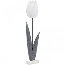 Filt blomsterfilt deco blomst tulipan hvid H68cm