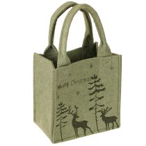 Artikel Filtpose Merry Christmas lille med hanke Grøn 15×10 cm