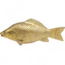 Dekorativ Fisk Guldfarvet Statue til Stand Fisk Skulptur Polyresin Lille L18cm