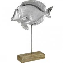Pyntefisk, maritim dekoration, fisk af metal sølv, naturlige farver H28,5cm