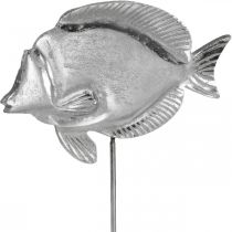 Pyntefisk, maritim dekoration, fisk af metal sølv, naturlige farver H28,5cm
