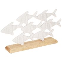 Artikel Fiskeskole Dekoration Fisk Hvid Metal Træ Naturlig 28x16cm