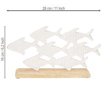 Artikel Fiskeskole Dekoration Fisk Hvid Metal Træ Naturlig 28x16cm