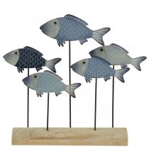 Artikel Fiskestim deco metalfisk på træbund 32×7×30cm