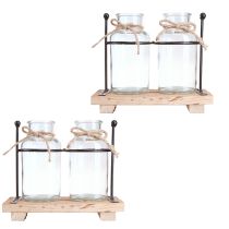 Artikel Flaskevase dekorative flasker glas træ 23x12x19,5cm 2stk