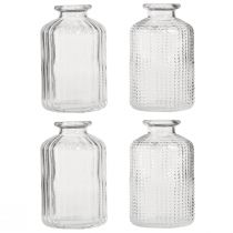 Artikel Flaskevase glas minivaser med retro dekoration H9cm 4 stk.