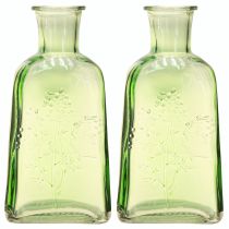 Artikel Flaskevase glasvase med motiv flaske glas grøn H19cm 2stk