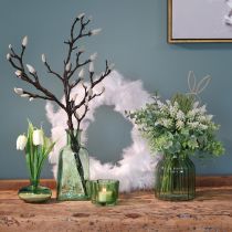 Artikel Flaskevase glasvase med motiv flaske glas grøn H19cm 2stk