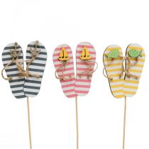 Flip flops havepæle træ maritim dekoration 31cm 12stk