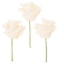 Artikel Kunstig rose, cremefarvet, 10 cm blomst på stilk, 100 stk.
