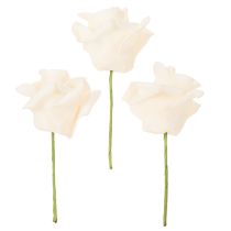 Artikel Kunstig rose, cremefarvet, 10 cm blomst på stilk, 100 stk.