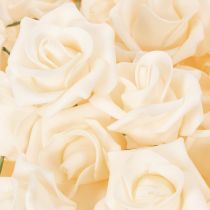 Artikel Kunstig rose, cremefarvet, 10 cm blomst på stilk, 100 stk.