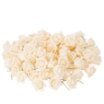 Artikel Kunstig rose, cremefarvet, 10 cm blomst på stilk, 100 stk.
