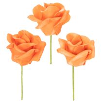 Artikel Kunstig orange rose, 5 cm blomst, enkelt, 100 stk.