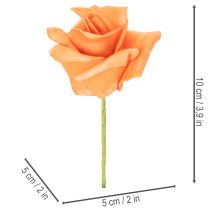 Artikel Kunstig orange rose, 5 cm blomst, enkelt, 100 stk.