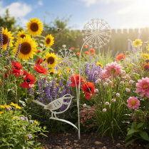 Artikel Blomsterprop metaldekoration Allium fugl hvid 20×52 cm